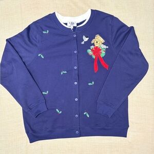 C&K Vintage Holiday Cardigan Sweater L – Birdhouse & Holly Embroidery